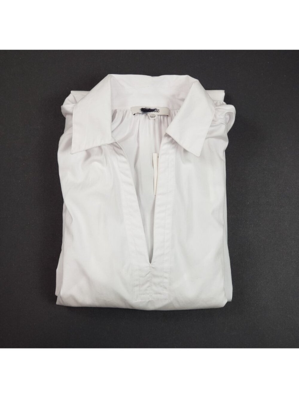 Madewell Poplin Splitneck Midi Shirtdress White XXS Lined Minimalist 100% Cotton - Picture 16 of 16